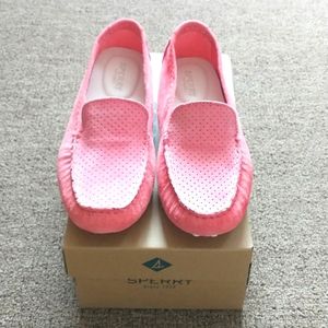 Sperry Top-Sider Port Perforated Driver Suede Leather Moccasin Shoes Pink